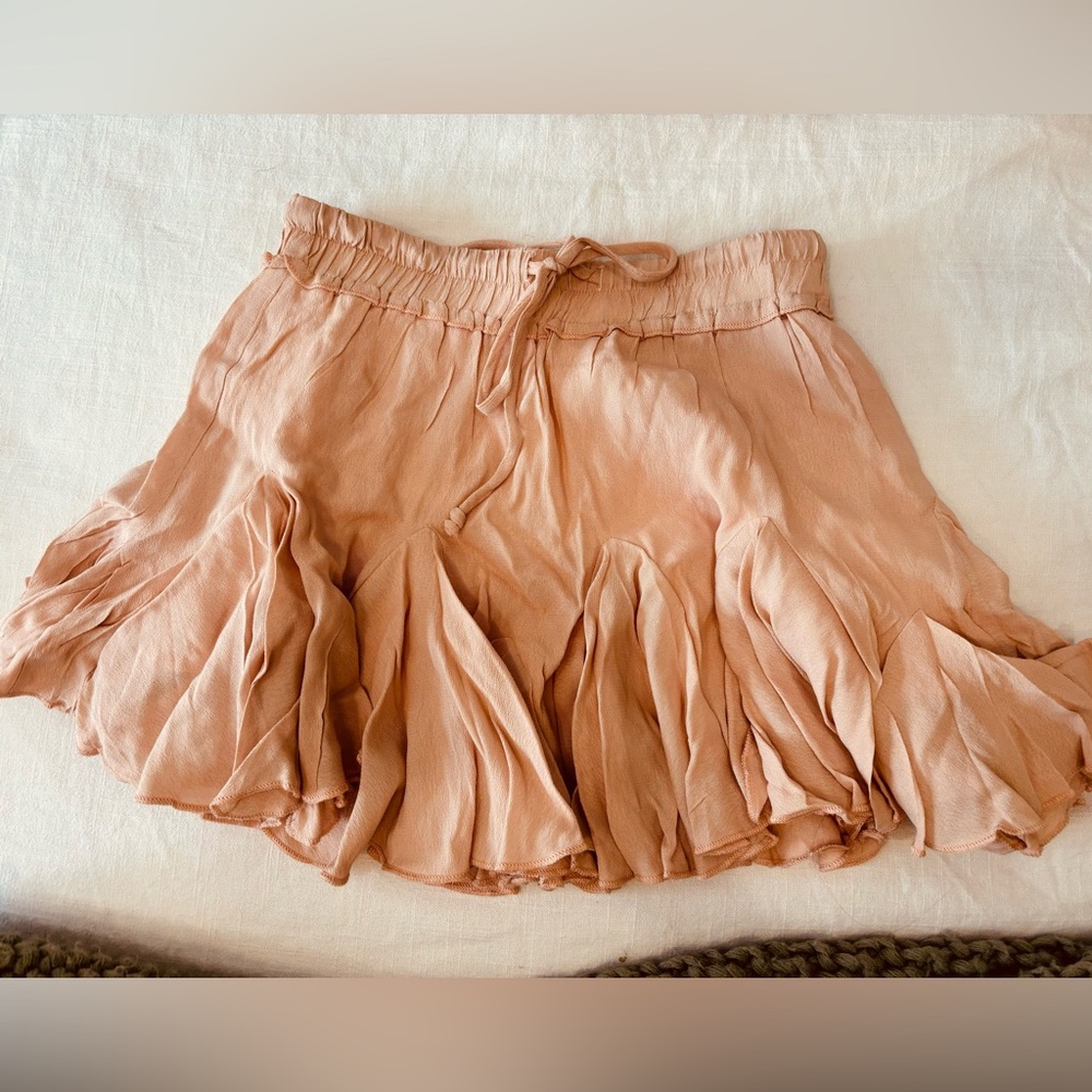 Vici Peach Ruffle Mini Skirt